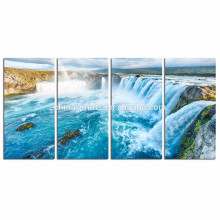 Falls Picture Giclee Print on Canvas/Natural Landscape Canvas Print for Living Room/4 Panel Stretched Canvas Art